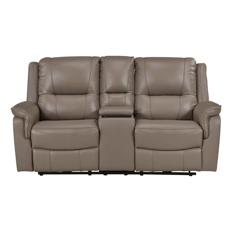 Haven Russet Power Double Reclining Loveseat with Center Console by Homelegance at Eve Furniture