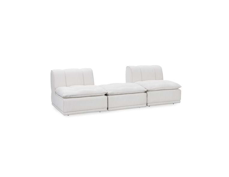 Haven White Leather 3 Piece Modular Sofa w/ Ottoman by Classic Home at Eve Furniture