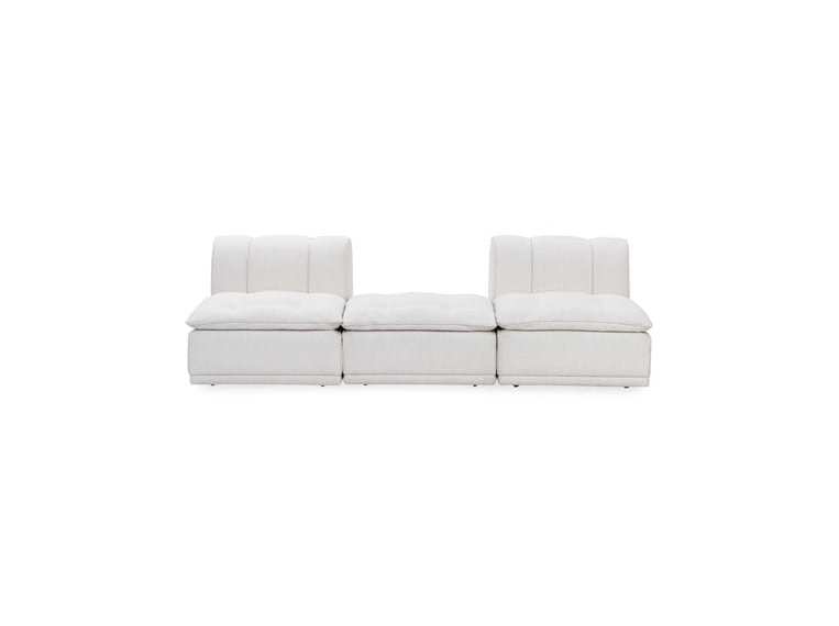Haven White Leather 3 Piece Modular Sofa w/ Ottoman by Classic Home at Eve Furniture