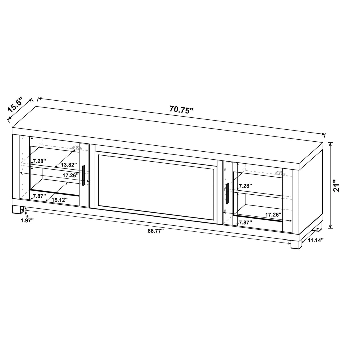 Havering Dark Pine 71-inch TV Stand Fireplace Media Console by Coaster at Eve Furniture