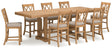 Havonplane Counter Height Dining Table and 8 Barstools in Brown by Ashley at Eve Furniture