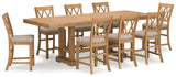 Havonplane Counter Height Dining Table and 8 Barstools in Brown by Ashley at Eve Furniture