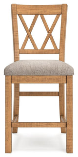 Havonplane Light Brown Pine Counter Height Dining Table and 6 Barstools by Ashley at Eve Furniture