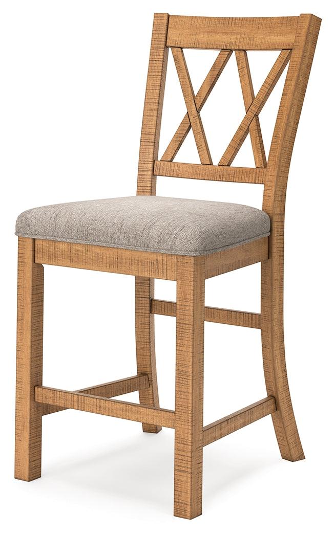 Havonplane Light Brown Pine Counter Height Dining Table and 6 Barstools by Ashley at Eve Furniture