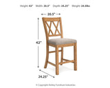 Havonplane Light Brown Pine Counter Height Dining Table and 6 Barstools by Ashley at Eve Furniture