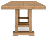 Havonplane Light Brown Pine Counter Height Dining Table and 6 Barstools by Ashley at Eve Furniture