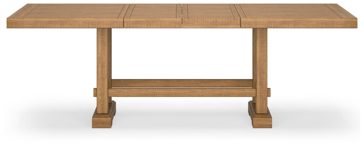 Havonplane Light Brown Pine Counter Height Dining Table and 6 Barstools by Ashley at Eve Furniture