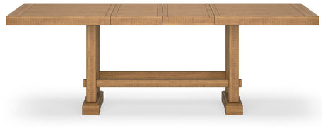 Havonplane Light Brown Pine Counter Height Dining Table and 6 Barstools by Ashley at Eve Furniture