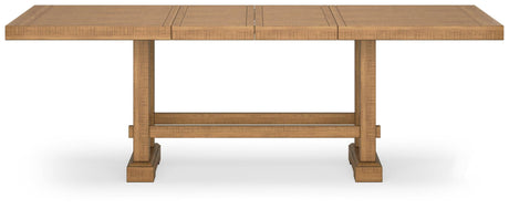 Havonplane Light Brown Pine Counter Height Dining Table and 6 Barstools by Ashley at Eve Furniture