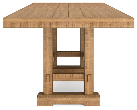Havonplane Light Brown Pine Counter Height Dining Table and 6 Barstools by Ashley at Eve Furniture