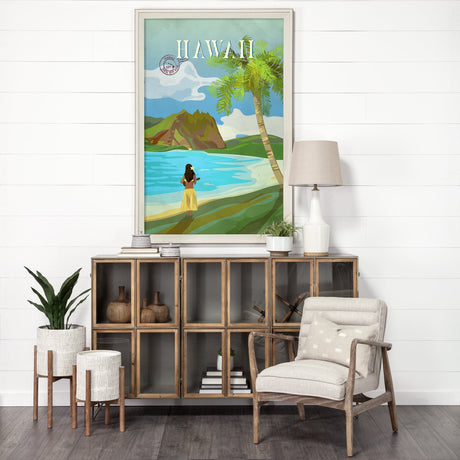 Hawaii Go USA (XL) by Mercana Studio a Hand Embellished Decograph Framed Art Print under Glass by Mercana at Eve Furniture