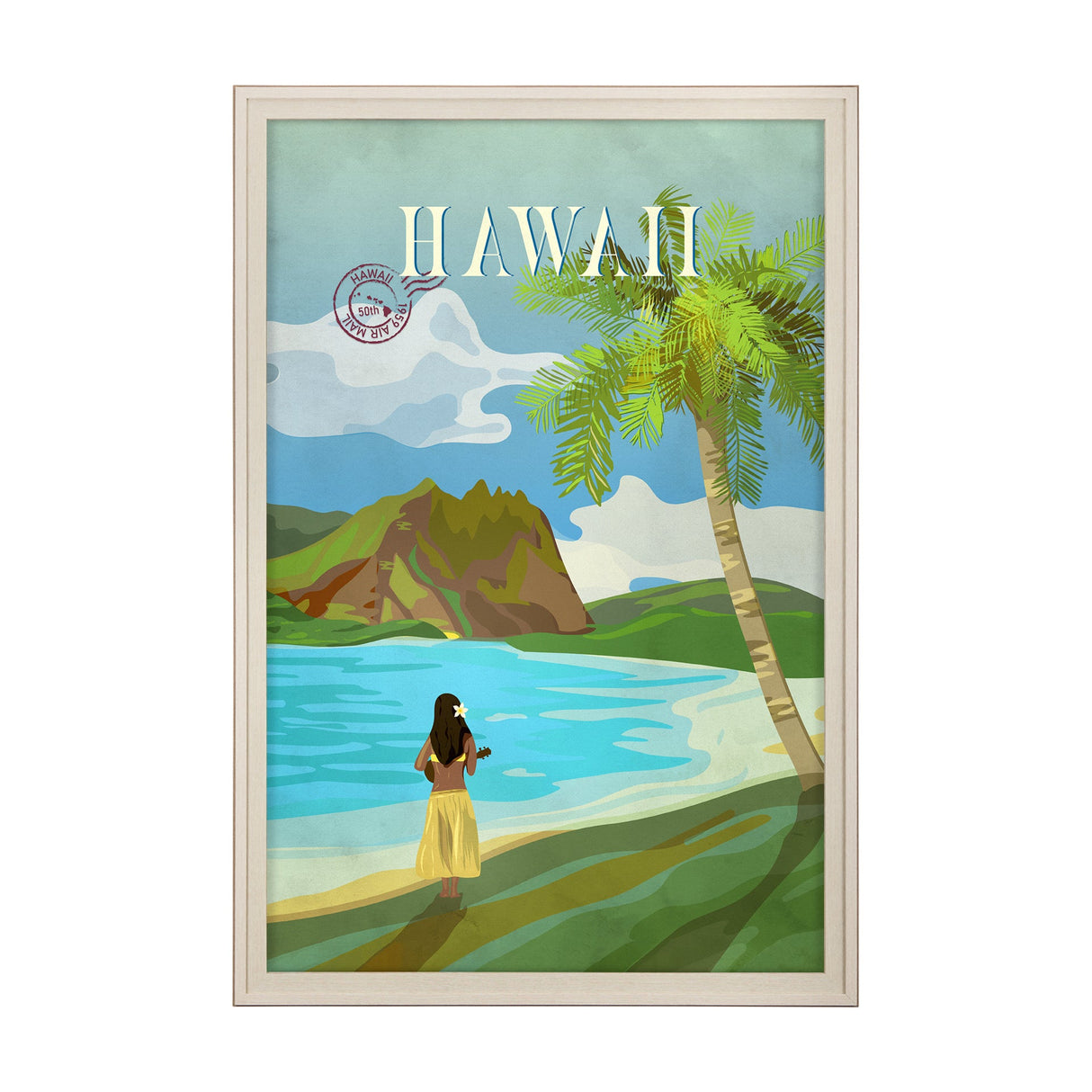 Hawaii Go USA (XL) by Mercana Studio a Hand Embellished Decograph Framed Art Print under Glass by Mercana at Eve Furniture