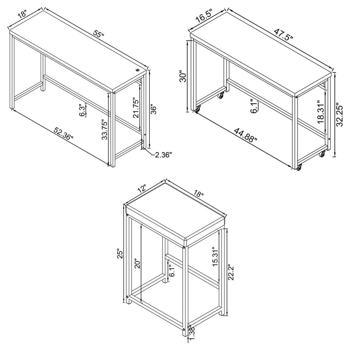 Hawes Black 4-Piece Multipurpose Counter Height Table Set