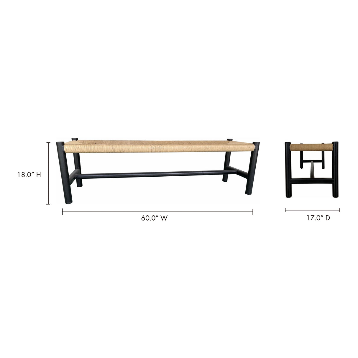 Hawthorn Black Large Bench by Moe's Home at Eve Furniture