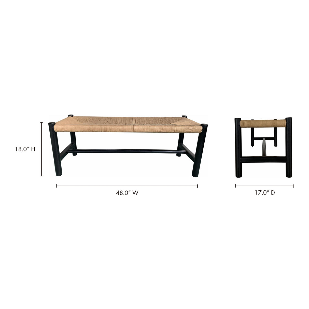 Hawthorn Black Small Bench by Moe's Home at Eve Furniture