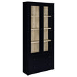 Hawthorne Black 4-Shelf Glass Door Tall Cabinet with Drawers by Coaster at Eve Furniture
