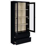 Hawthorne Black 4-Shelf Glass Door Tall Cabinet with Drawers by Coaster at Eve Furniture