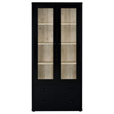 Hawthorne Black 4-Shelf Glass Door Tall Cabinet with Drawers by Coaster at Eve Furniture