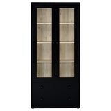 Hawthorne Black 4-Shelf Glass Door Tall Cabinet with Drawers by Coaster at Eve Furniture