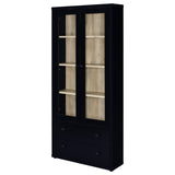 Hawthorne Black 4-Shelf Glass Door Tall Cabinet with Drawers by Coaster at Eve Furniture