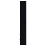 Hawthorne Black 4-Shelf Glass Door Tall Cabinet with Drawers by Coaster at Eve Furniture