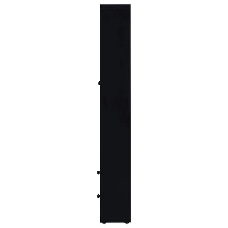 Hawthorne Black 4-Shelf Glass Door Tall Cabinet with Drawers by Coaster at Eve Furniture