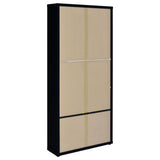 Hawthorne Black 4-Shelf Glass Door Tall Cabinet with Drawers by Coaster at Eve Furniture