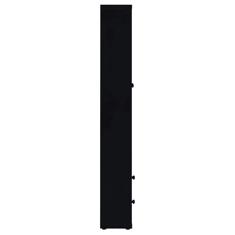 Hawthorne Black 4-Shelf Glass Door Tall Cabinet with Drawers by Coaster at Eve Furniture