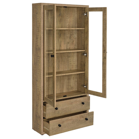 Hawthorne Mango 4-Shelf Glass Door Tall Cabinet with Drawers by Coaster at Eve Furniture