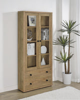 Hawthorne Mango 4-Shelf Glass Door Tall Cabinet with Drawers by Coaster at Eve Furniture