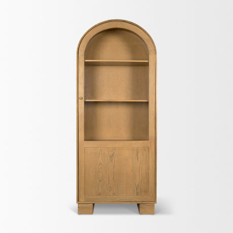 Hawthorne Solid Oak Wood w/ Glass Curio Cabinet by Mercana at Eve Furniture