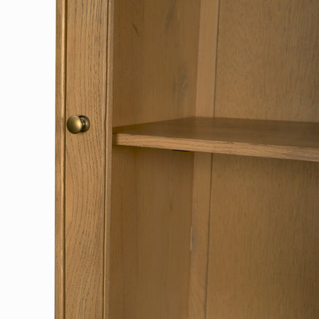 Hawthorne Solid Oak Wood w/ Glass Curio Cabinet by Mercana at Eve Furniture