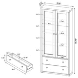 Hawthorne White 4-Shelf Glass Door Tall Cabinet with Drawers by Coaster at Eve Furniture