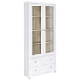 Hawthorne White 4-Shelf Glass Door Tall Cabinet with Drawers by Coaster at Eve Furniture