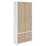 Hawthorne White 4-Shelf Glass Door Tall Cabinet with Drawers by Coaster at Eve Furniture