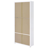 Hawthorne White 4-Shelf Glass Door Tall Cabinet with Drawers by Coaster at Eve Furniture