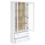Hawthorne White 4-Shelf Glass Door Tall Cabinet with Drawers by Coaster at Eve Furniture