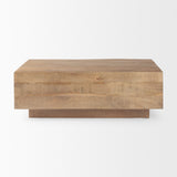 Hayden Light Brown Wood Rectangular Coffee Table by Mercana at Eve Furniture