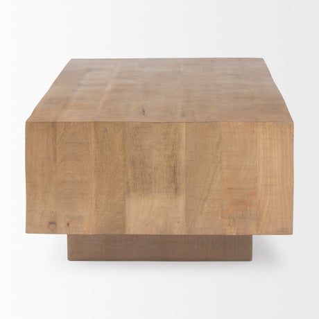 Hayden Light Brown Wood Rectangular Coffee Table by Mercana at Eve Furniture