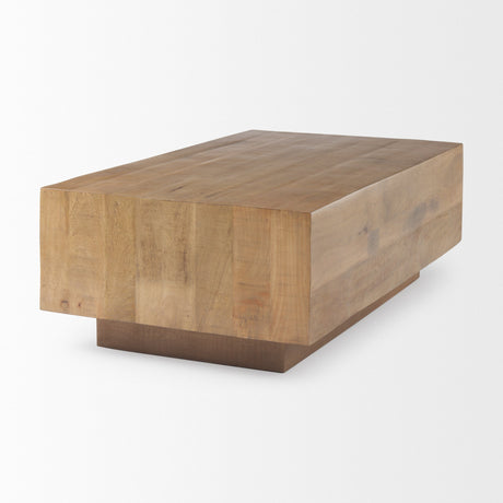 Hayden Light Brown Wood Rectangular Coffee Table by Mercana at Eve Furniture