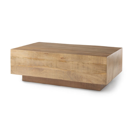 Hayden Light Brown Wood Rectangular Coffee Table by Mercana at Eve Furniture