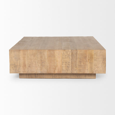 Hayden Light Brown Wood Square Coffee Table by Mercana at Eve Furniture