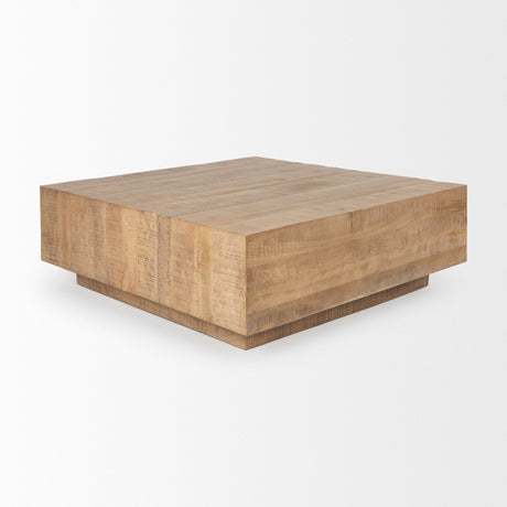 Hayden Light Brown Wood Square Coffee Table by Mercana at Eve Furniture