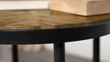 Hayden Metal Round Side Table Natural Mango and Black