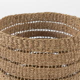 Hayes (Set of 2) Medium Brown Seagrass Round Basket with Stripe Pattern by Mercana at Eve Furniture