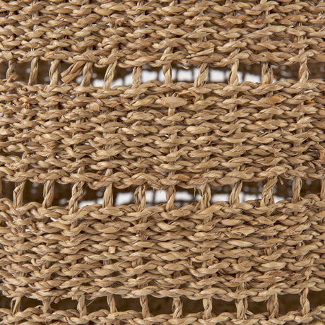 Hayes (Set of 2) Medium Brown Seagrass Round Basket with Stripe Pattern by Mercana at Eve Furniture