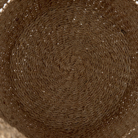 Hayes (Set of 2) Medium Brown Seagrass Round Basket with Stripe Pattern by Mercana at Eve Furniture