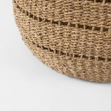 Hayes (Set of 2) Medium Brown Seagrass Round Basket with Stripe Pattern by Mercana at Eve Furniture
