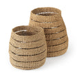 Hayes (Set of 2) Medium Brown Seagrass Round Basket with Stripe Pattern by Mercana at Eve Furniture