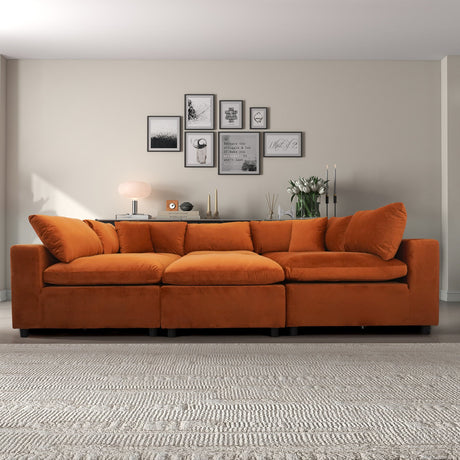Hayward Burnt Orange Velvet Modular Sectional Sofa by Ashcroft Furniture at Eve Furniture